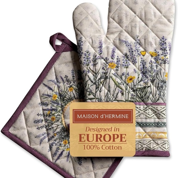 Maison d' Hermine 100% Cotton Oven Mitt & Pot Holder Set - Picture 1 of 11